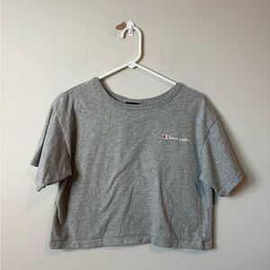 Champion Light Gray Tee cropped with Logo size small women’s